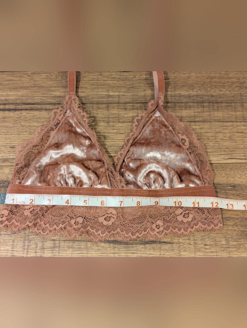 Forever 21 Velvet Bralette Size Small Peachy Coral Colour - Picture 4 of 7
